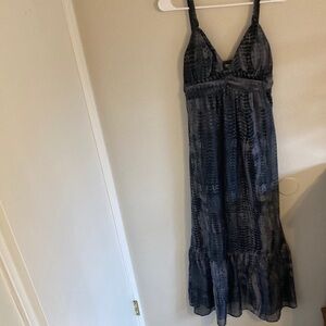 Eyelash Couture Black and Gray Patterned Maxi Dress